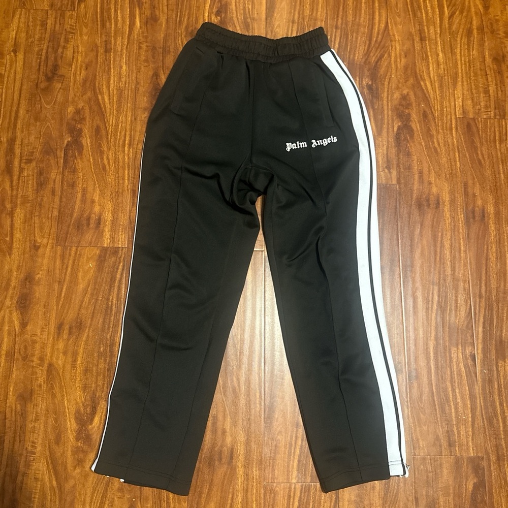 Palm Angels Black Pants with White Accents
